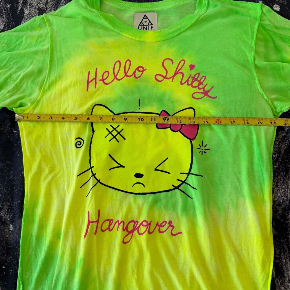 UNIF Hello Sh!tty Hangover Neon Tie-Dye Graphic T-Shirt RARE - Size Small - Picture 4 of 7